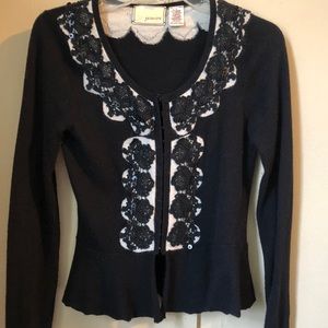 GUINEVERE EMBROIDERED PEPLUM CARDIGAN